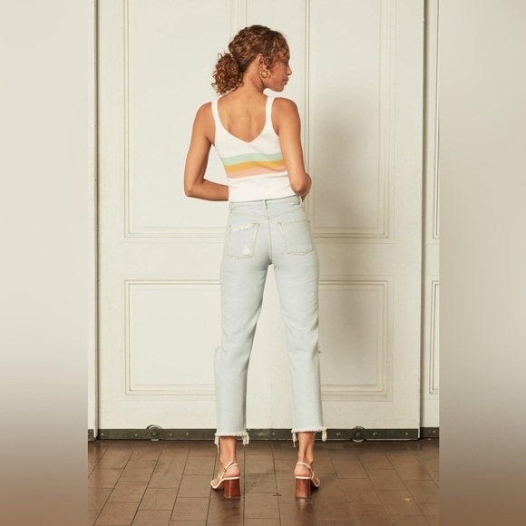 Boyish The Tommy Distressed High Rise Straight Leg Raw Hem Jeans Size 28 - Picture 2 of 16